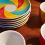 Vibrant Hand-Painted Espresso Cup & Saucer Set (6-Piece) Image 6