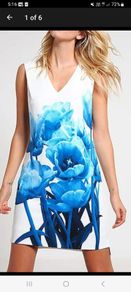Ted Baker Dress - Blue White - Size 2 UK 10 - BNWT RRP 180