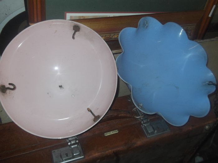 2 1930 hanging bakelite light shades