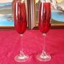 Pair Of Ruby Red Stemmed Toasting Champagne Flutes Image 3