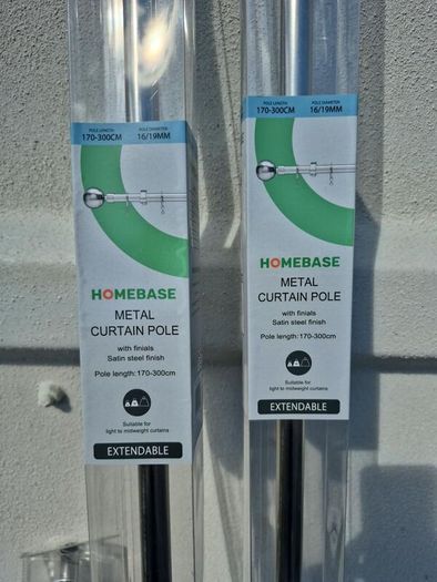 3 Homebase Extendable Metal Curtain Poles