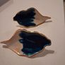 Irregular Navy Ombre White Gold Leaf Stud Earrings Image 10