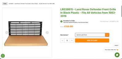 Land Rover Defender Grille (Genuine LR)
