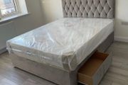 New Divan Beds Instock. All Sizes Available. All Colours Available.. Drawers Option Available. Tufted Memory Foam Mattresses Available