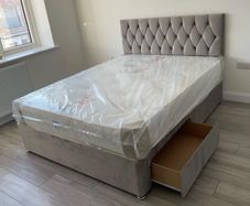 New Divan Beds Instock. All Sizes Available. All Colours Available.. Drawers Option Available. Tufted Memory Foam Mattresses Available