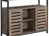 _Sideboard, side cabinet, kitchen cabinet with open shelves, hall cabinet, chest of drawers with lamellar doors, living room, dining room, office, hallway, industrial design, pale