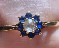 9ct Gold Ring with Blue & White Topaz