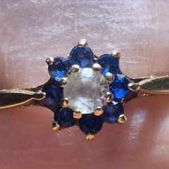 9ct Gold Ring with Blue & White Topaz