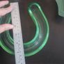 Fabulous Pair of Art Deco Green Glass Posy Vases by Bagley & Co, Green Glass Horseshoe Vase and Frosted Green Glass Semi Circular Ring Vase, both circa 1930s Image 7