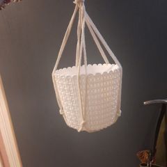 white woven basket effect plant pot