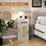 Slim Bedside Table Set of 2, Rattan Nightstand with Open Compartments and Cupboard for Small Spaces, Small Narrow Side End Table for Bedroom Living Room, White Image 5