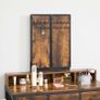 Dressing table with 3-piece folding mirror and stool  dressing table, dressing table with 3-piece folding mirror, hairdryer holder, cosmetic table with upholstered stool, 3 drawers, industrial design, vintage brown-black Image 4