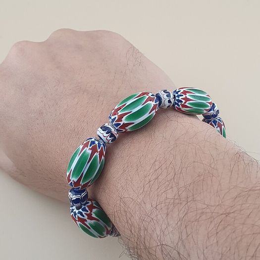 Vintage Venetian Style Chevron Beads Bracelet