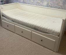 Daybed with 3 Drawers and Mattresses - White