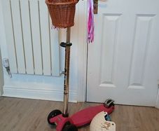 Adjustable height Large Micro scooter with basket + helmet for user up to 50 kg