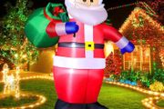 8FT Christmas Inflatable Santa Claus with LED Lights, Christmas Decoration Indoor Outdoor IP44 Weatherproof, Blow up Santa Giant Figure with Gift Bag, Holiday Party Decor for Garden Lawn Yard Patio (FREE POSTAGE)