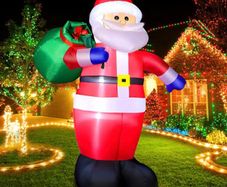8FT Christmas Inflatable Santa Claus with LED Lights, Christmas Decoration Indoor Outdoor IP44 Weatherproof, Blow up Santa Giant Figure with Gift Bag, Holiday Party Decor for Garden Lawn Yard Patio (FREE POSTAGE)