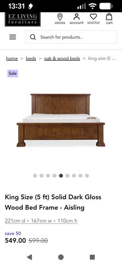 5 ft Bed frame -Dark Wood-EZ Living