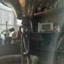 Antique French brass ceiling light with glass shade Image 9