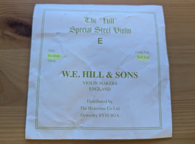 Violin string - W.E. Hill & Sons E-String 4/4 Medium BE