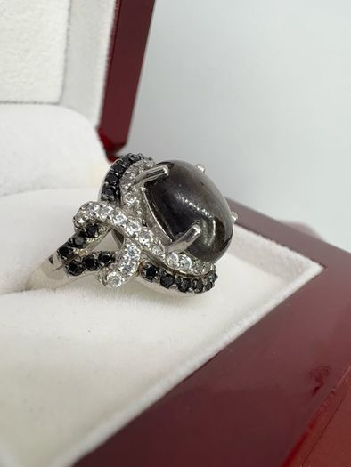 Silver Chantaburi Black Star Sapphire Cocktail Ring