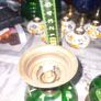 3 Beautiful Old Green Glass Oil Lamps, Postage Available Image 6