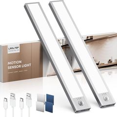 Under Cabinet Kitchen Lights Motion Sensor Dimmable 21cm 1500mAh 6500K LED Under Counter USB-C Rechargeable Wardrobe Sensor Indoor Night Lights for Kitchen Shelf Stairs Closet 2 Pack