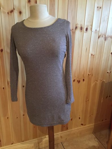 Sequin Metallic Silver Backless Dress