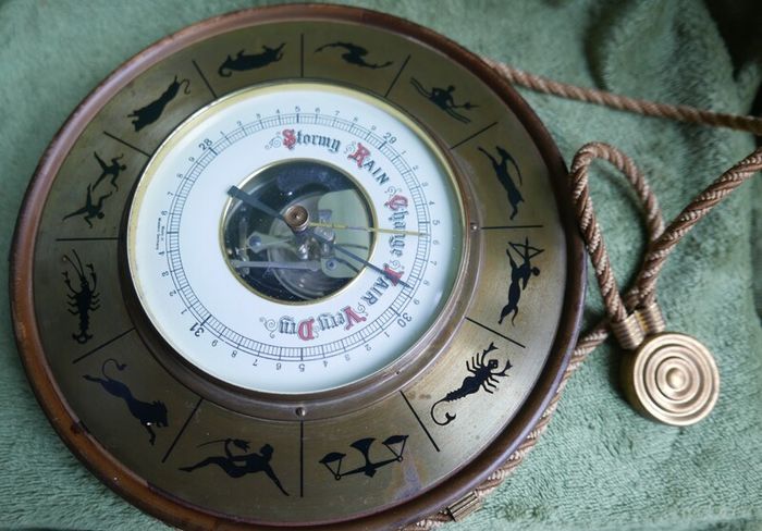 Vintage Zodiac Barometer Hygrometer Wall Hanging West Germany
