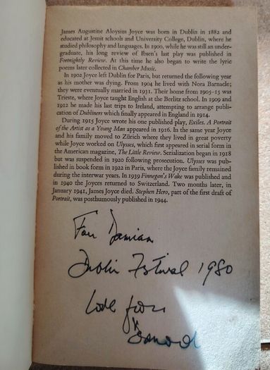 James Joyce - A Portrait of the Artist (Vintage 1979 Panther - Inscribed 1980)