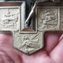 Vintage Wall Crucifix Featuring Embossed Plaques Depicting the 14 Stations of the Cross Image 7
