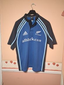 Vintage New zealand all blacks rugby shirt jersey Black and blue Size Medium 2003