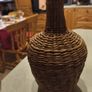 European Wicker Demijohn, Old Woven Basket Wrapp Demijohn, Green  Glass Bottle, French Farmhouse Hand Blown Wine Bottle Image 8