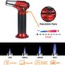 Blow Torch, Kitchen Torch, Refillable Butane Gas Torch Lighter with Safety Lock, Adjustable Flame with 2 Brush for Cooking, BBQ, Pastries, Soldering (Butane Gas Not Included) RED Image 4