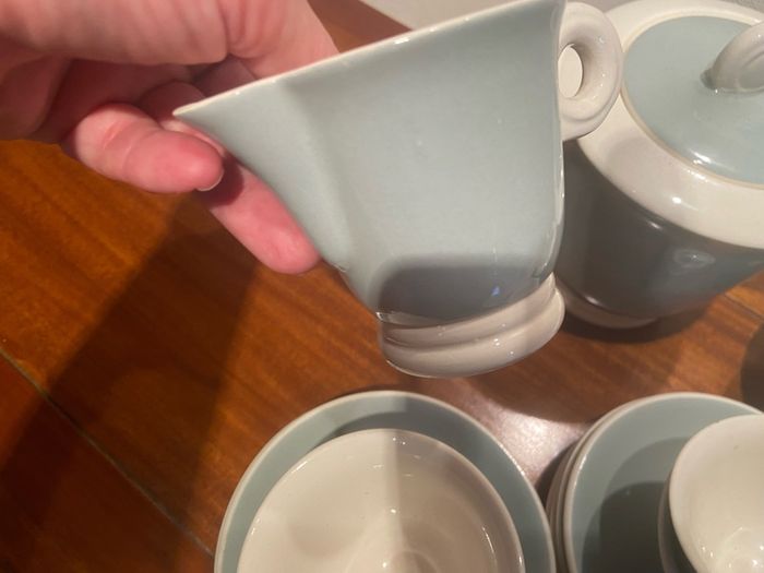 27 piece vintage French coffee set c.1930s,in sage green
