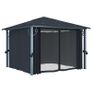 Gazebo with Curtain and String Lights 300x300 cm Anthracite Aluminium Image 4