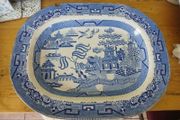 Antique willow pattern platter