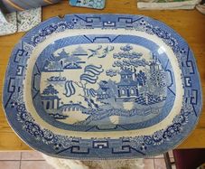 Antique willow pattern platter