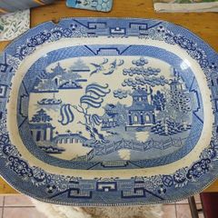 Antique willow pattern platter