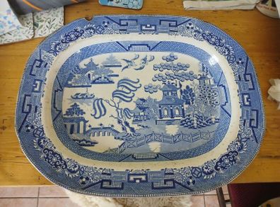 Antique willow pattern platter