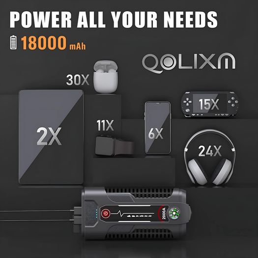 Dl100 Jump Starter, 2000A 18000mAh Battery Starter for Up 8.0L Gas/7.5L Diesel Engines, Car Starter
