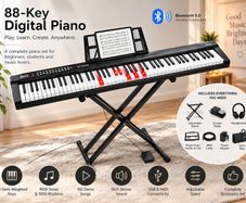 88 Key Digital Piano Keyboard Semi Weighted Electric Portable with Stand