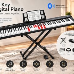 88 Key Digital Piano Keyboard Semi Weighted Electric Portable with Stand