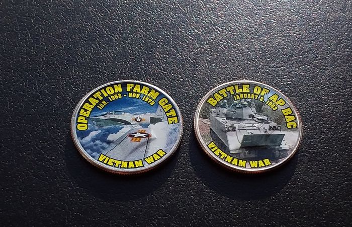 Vietnam War Coin Collection - (2) Painted US Kennedy Half Dollar Coins