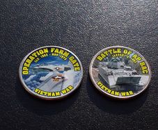Vietnam War Coin Collection - (2) Painted US Kennedy Half Dollar Coins