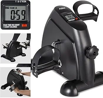 Mini Exercise Bike Pedal Sit Down, Under Desk Bike with LCD Display for Legs and Arms, Non-Slip Mat Included
