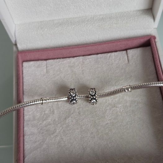 Pandora spacers charms cz sparkly clear set of two perfect condition fully hallmarked