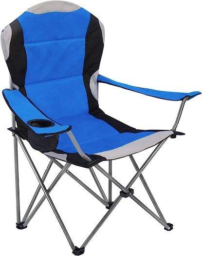 Camping Chair, Padded Camping Chairs for Adults with Armrests and Cup Holder, Heavy Duty Folding Chair Portable for Fishing Beach, Perfect for Caravan Trips, BBQs, Garden, Picnic, Travelling (FREE SHIPPING)