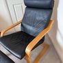 Ikea Poang Leather Chair & Footstool Image 4