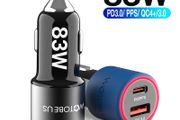WOTOBEUS 83W PD/PPS/QC4.0 Dual USB Mobile/Tab/Laptop Super Fast Car Charger (Brand New/Warranty)